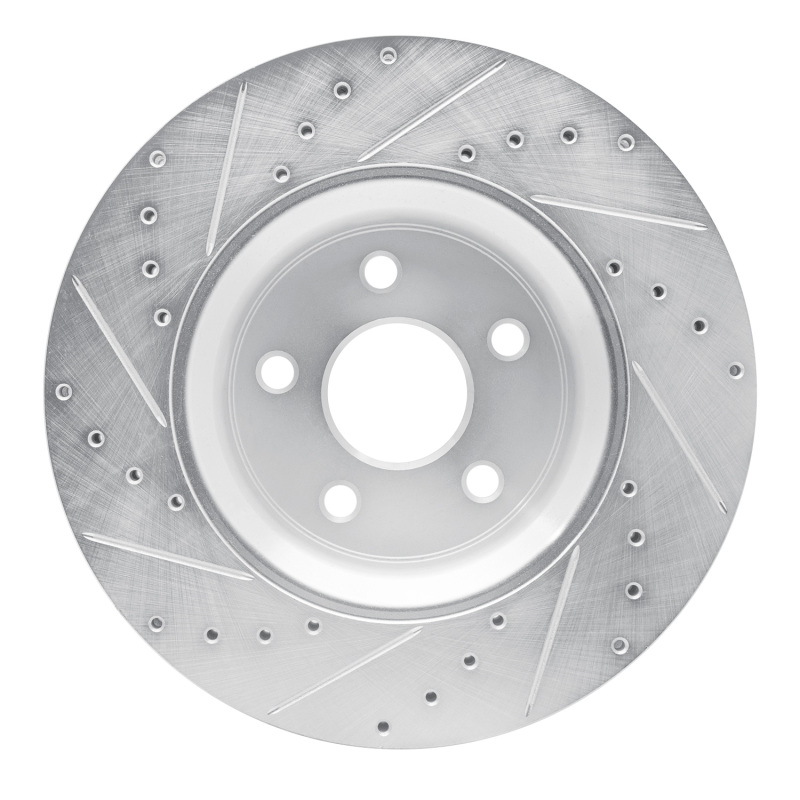 Dodge Durango Brake Rotor (1) - Front Right - R1 Concepts - Drilled & Slotted - Silver - `11-`25